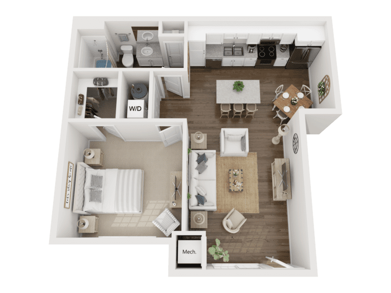Legacy at Turtle Creek 1BR 3D Floor Plan