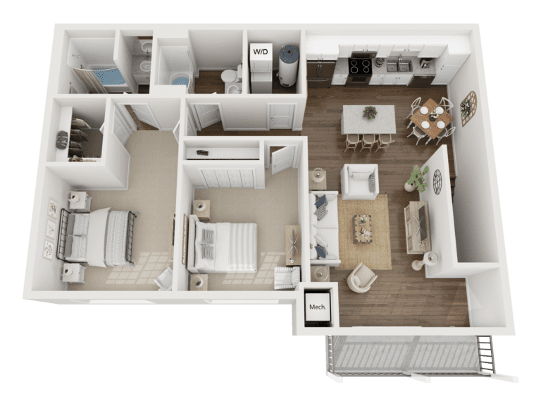 Legacy at Turtle Creek 2BR Standard 3D Floor Plan